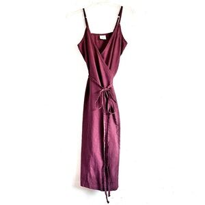 LINEN HANDMADE STUDIO Eggplant Purple Linen Wrap Dress size 6